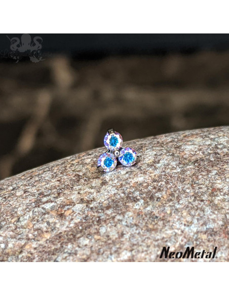 Trinity en titane orné de Zircons cubiques, Threadless - Neometal