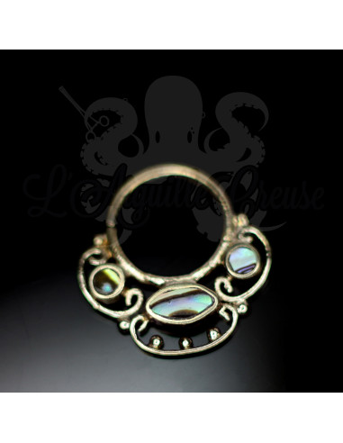 Anneau en bronze et Abalone