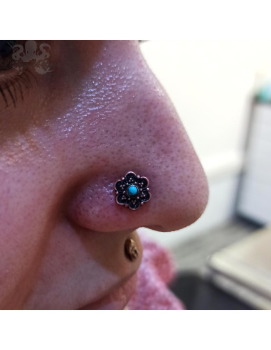 Accessoire en bronze cuivré Fleur & turquoise clipable