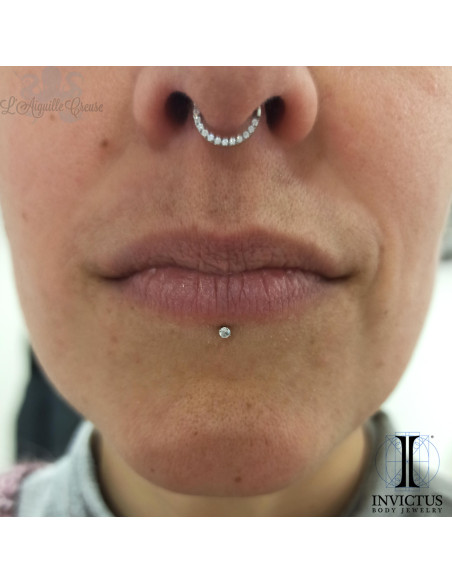 Anneau segmenté en titane Invictus et zircons blancs, ouverture facile