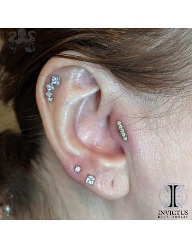 Cluster Invictus en titane pvd gold et zircons premiums - pour 1.2 mm