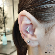 Double chainette dépareillé en or jaune 14 carats Invictus 2