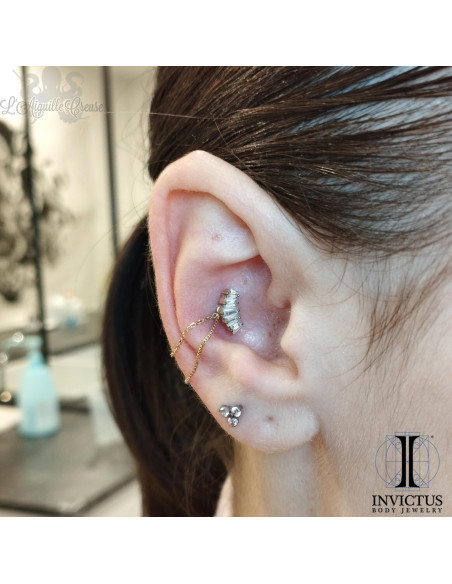 Double chainette dépareillé en or jaune 14 carats Invictus