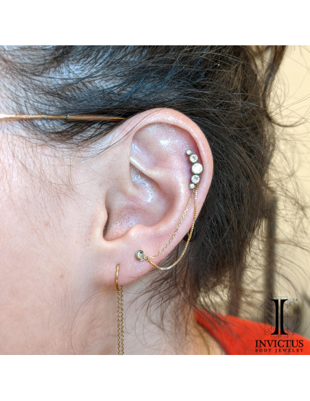 Double chainette dépareillé en or jaune 14 carats Invictus