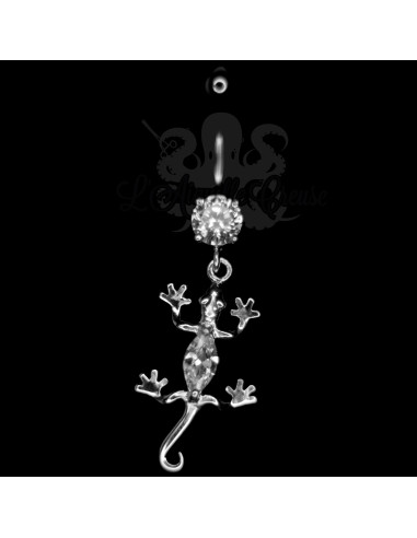 Bijou de nombril Salamandre en argent 925, banane en acier chirurgical