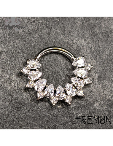 Anneau segmenté 'Alice' en titane et zircons Tremun