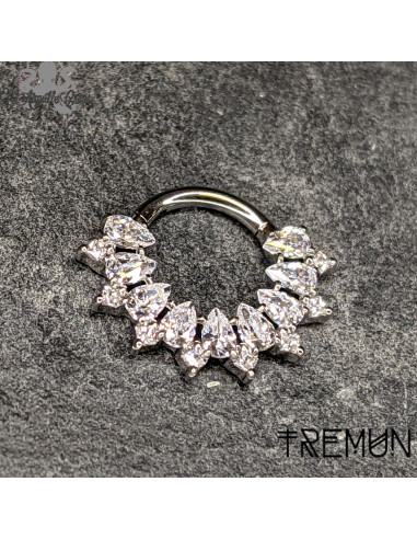 Anneau segmenté 'Alice' en titane et zircons Tremun