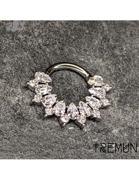 Anneau segmenté 'Alice' en titane et zircons Tremun