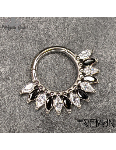 Anneau segmenté 'Maria' en titane et zircons Tremun