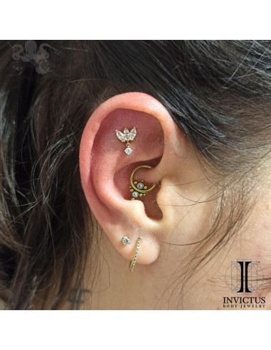 Marquise en or 14 carats et zircons premium Threadless - Invictus