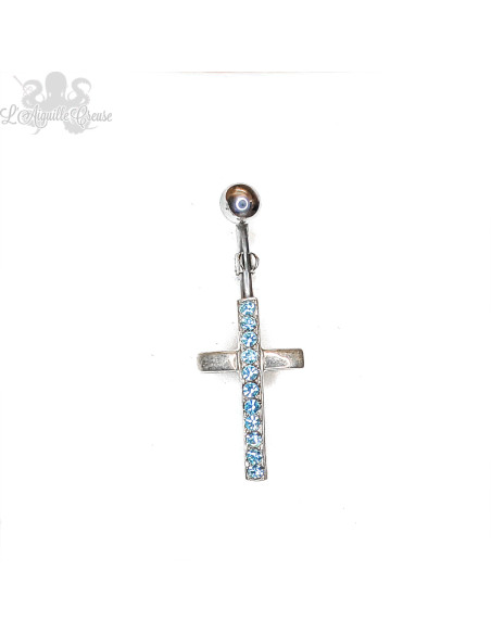 Bijou de nombril croix en argent 925, banane en acier chirurgical