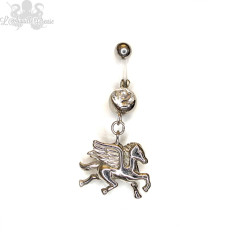 Bijou de nombril cheval ailé en bioplast et fonte d'acier