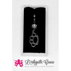 Bijou de nombril poing américain en bioplast et fonte d'acier 2