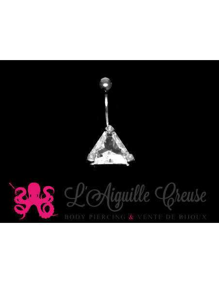 Bijou de nombril en fonte d'acier & zircon
