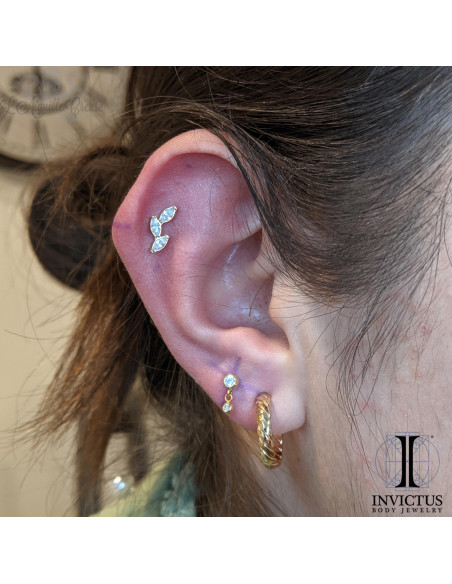 Accessoire Invictus en titane pvd or 24 carats et zircons  - threadless