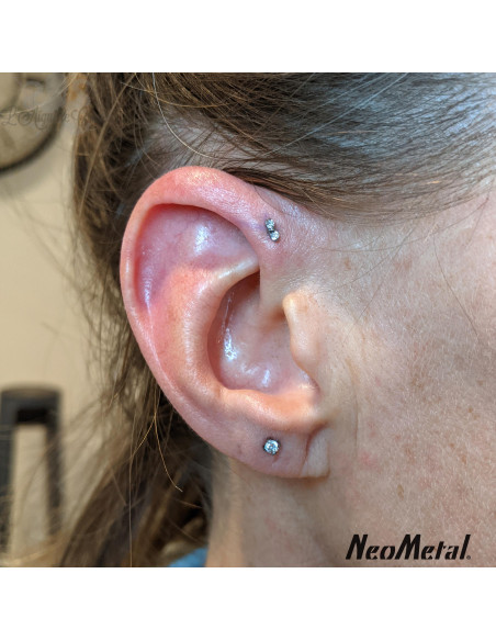 Duo de Zircons cubiques en titane, Threadless - Neometal