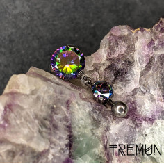 Bijou de nombril 'Samara' Zircons vitrails et titane Tremun