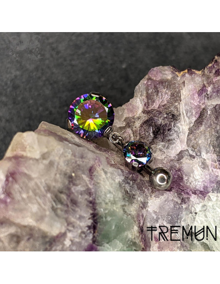 Bijou de nombril 'Samara' Zircons vitrails et titane Tremun