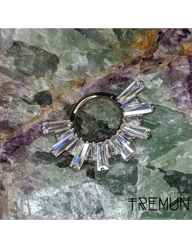 Anneau segmenté 'Amanda' en titane et zircons Tremun