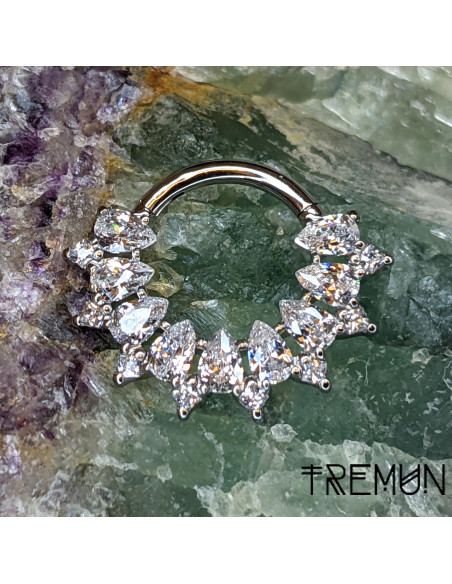 Anneau segmenté 'Alice' en titane et zircons Tremun