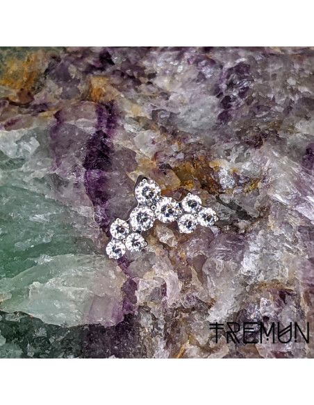 'Lorraine' Tremun en titane & trios de zircons , pour 1 ou 1.2 mm