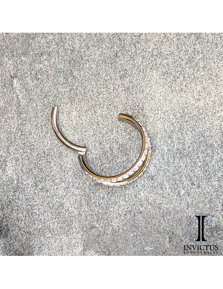 Anneau segmenté en titane et zircons premiums Invictus , ouverture facile