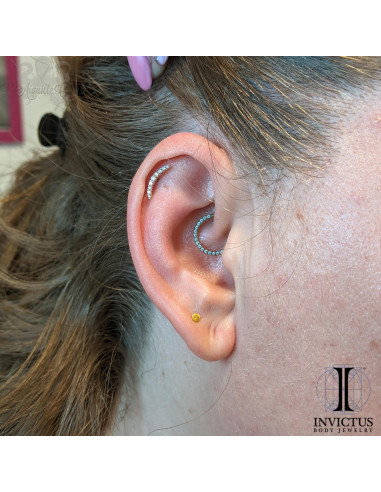 Barre curve en or 14 carats et zircons premium Threadless - Invictus