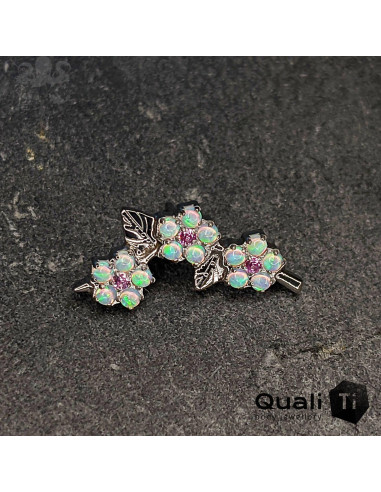 Accessoire 'fleurs de cerisiers' en titane et opales synthétiques Threadless  - QualiTi