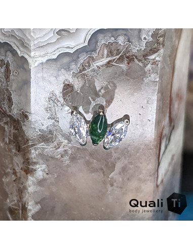 Accessoire QualiTi en titane et Agate mousse et zircons - pour 1 ou 1.2 mm
