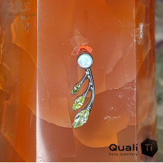 Accessoire en titane orné de zircons et d'une opale synthétique Threadless - QualiTi