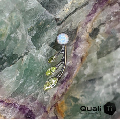 Accessoire en titane orné de zircons et d'une opale synthétique Threadless - QualiTi 2