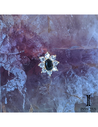 Fleur en or 14 carats  et zircons Threadless - Invictus