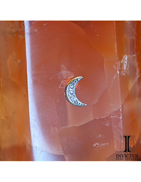 Lune en or blanc 14 carats  et zircons Threadless - Invictus