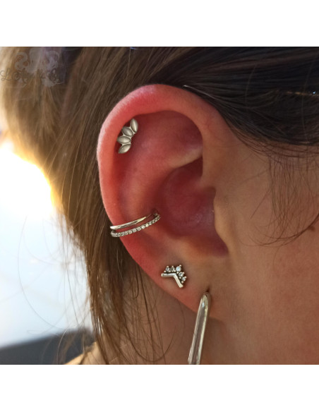 Anneau double segmenté et cristaux Swarovski, ouverture facile