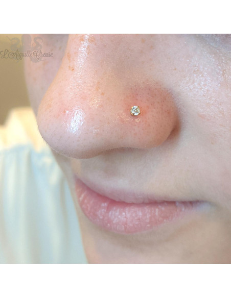 Zircon griffé en titane pvd or - Threadless