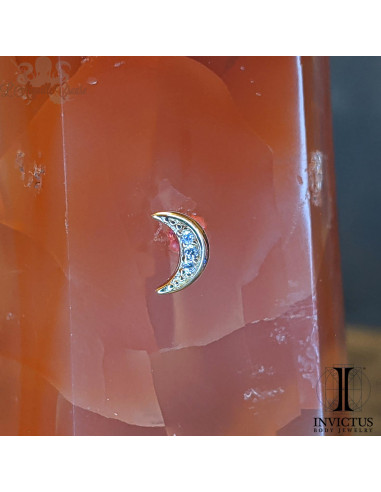 Lune en or 14 carats  et zircons Threadless - Invictus