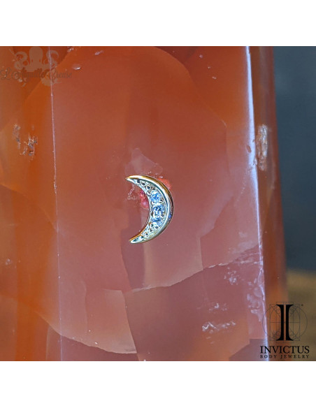 Lune en or 14 carats  et zircons Threadless - Invictus
