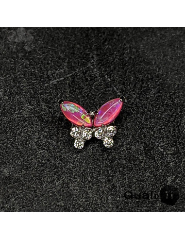 Papillon QualiTi en titane, opales synthétiques et zircons premiums, pour 1 ou 1.2 mm