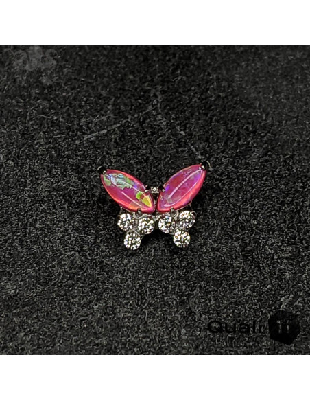 Papillon QualiTi en titane, opales synthétiques et zircons premiums, pour 1 ou 1.2 mm