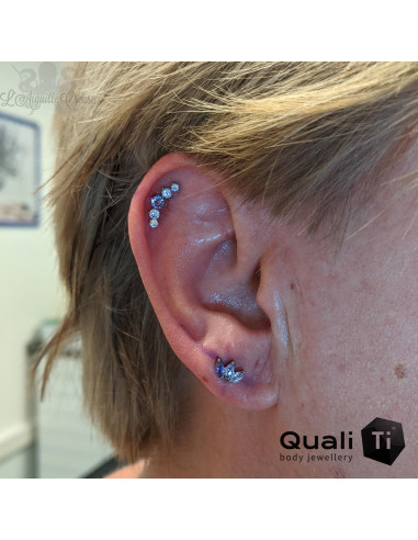 Marquise 3 pétales QualiTi en titane & zircons premium- pour 1 ou 1.2 mm