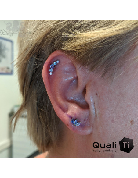 Marquise 3 pétales QualiTi en titane & zircons premium- pour 1 ou 1.2 mm