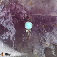 Cabochon éthnique en titane et pierre fine Threadless - Inari 2