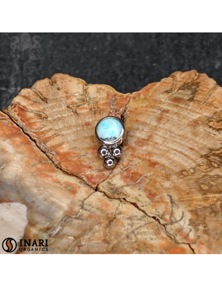 Cabochon éthnique en titane et pierre fine Threadless - Inari