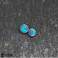 Double cabochon d'opales synthétiques Inari Organics en titane de 3 et 2.5 mm- pour 1 ou 1.2 mm 2