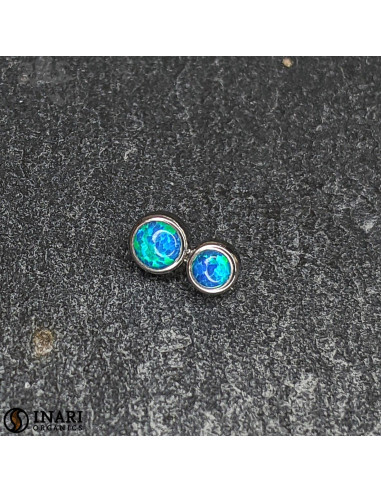 Double cabochon d'opales synthétiques Inari Organics en titane de 3 et 2.5 mm- pour 1 ou 1.2 mm