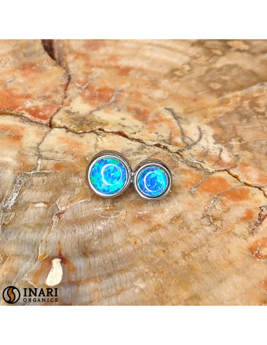 Double cabochon d'opales synthétiques Inari Organics en titane de 3 et 2.5 mm- pour 1 ou 1.2 mm