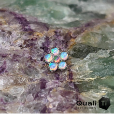 Fleur de cerisier QualiTi en titane & opales synthétiques - 4,7 mm pour 1 ou 1.2 mm