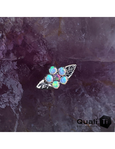 Accessoire 'fleur de cerisier' en titane et opales synthétiques Threadless  - QualiTi