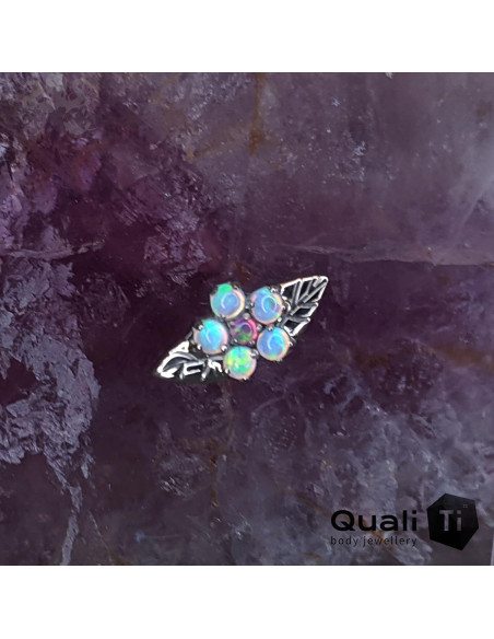 Accessoire 'fleur de cerisier' en titane et opales synthétiques Threadless  - QualiTi