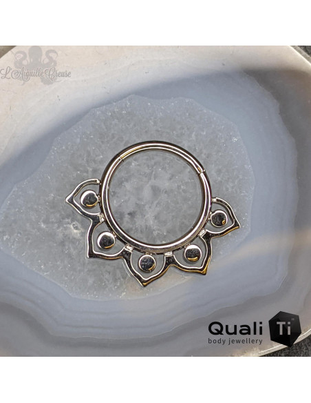 Anneau segmenté en titane et amazonite QualiTi , ouverture facile